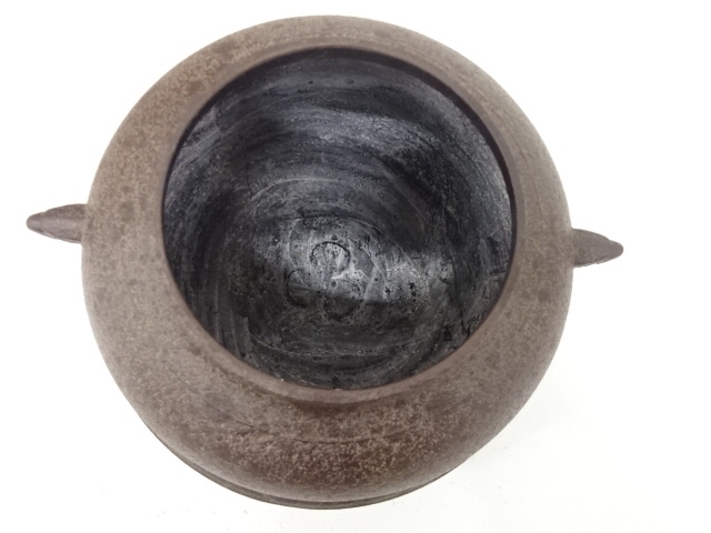  釜師　人間国宝　高橋敬典造　唐銅　朝鮮風炉　真形釜添(釜釻付)